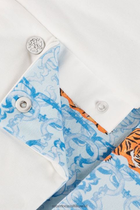 Roberto Cavalli أولاد ازرق فاتح عش أطفال من القطن بطبعات حيوانية مُكَمِّلات 4H40H1657