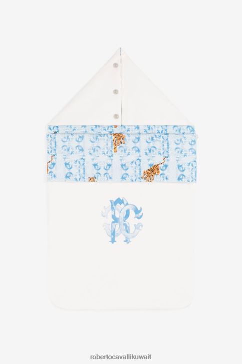 Roberto Cavalli أولاد أزرق حقيبة نوم بنقش مونوغرام ونقش نمر مُكَمِّلات 4H40H1658