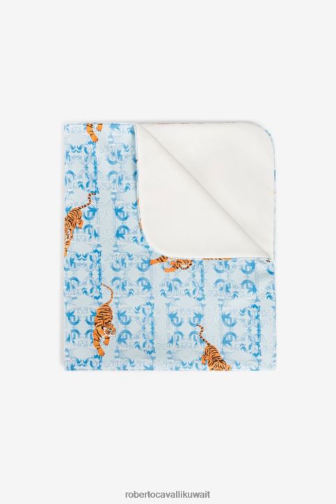 Roberto Cavalli أولاد ازرق فاتح بطانية بطبعة نمر مُكَمِّلات 4H40H1660