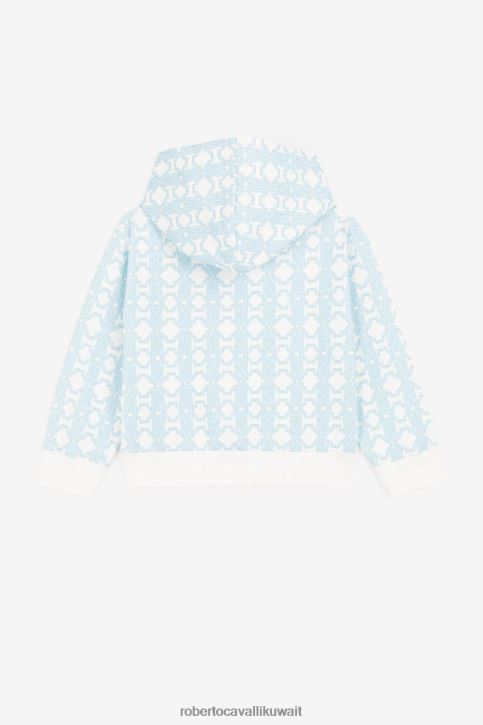 Roberto Cavalli أولاد ازرق فاتح قبعة دلو من القطن بطبعة مونوغرام مُكَمِّلات 4H40H1665