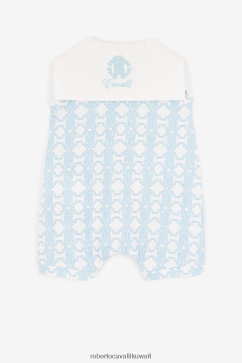 Roberto Cavalli أولاد ازرق فاتح عش أطفال مصنوع من القطن بطبعة مونوغرام مُكَمِّلات 4H40H1668