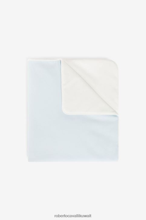 Roberto Cavalli أولاد أزرق/أبيض/برتقالي بطانية بتفاصيل طباعة الشعار مُكَمِّلات 4H40H1672