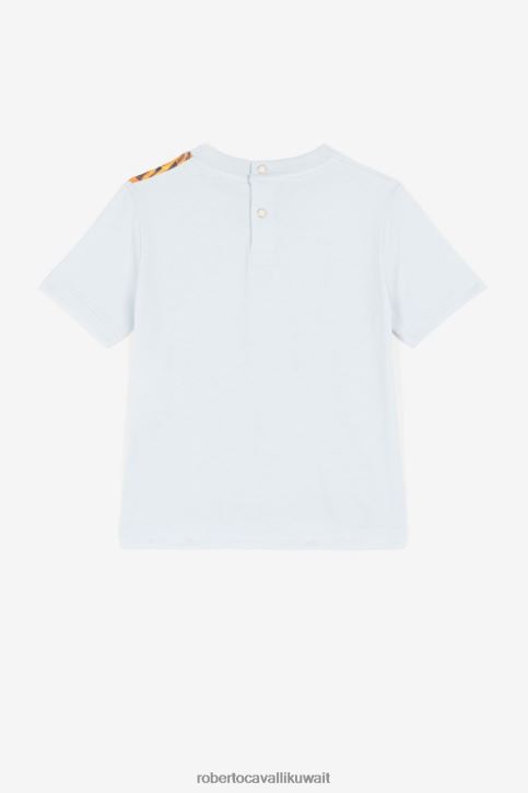 Roberto Cavalli أولاد ازرق فاتح سويت شيرت بطبعة النمر ملابس 4H40H1689
