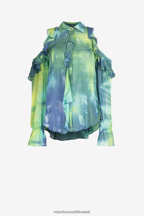 Roberto Cavalli نحيف موضة قميص مصبوغ بفتحات ملابس 4H40H169