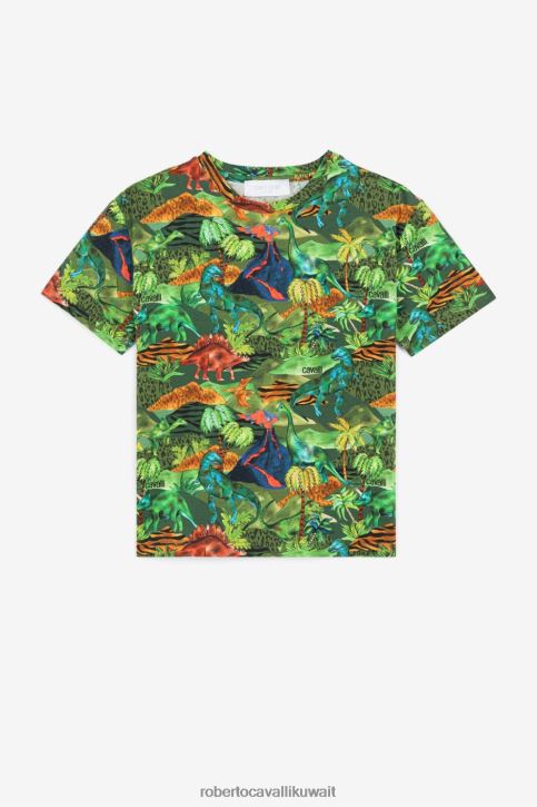 Roberto Cavalli أولاد متعدد الألوان تيشيرت بطبعة غابة ملابس 4H40H1695