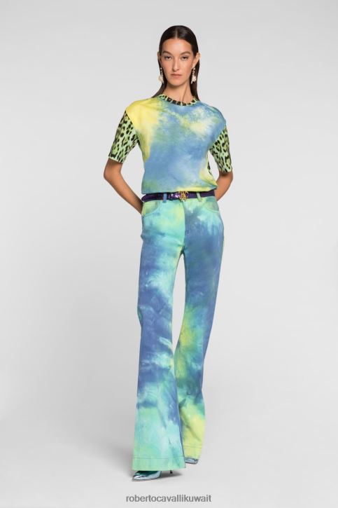Roberto Cavalli نحيف موضة قميص مصبوغ بفتحات ملابس 4H40H169