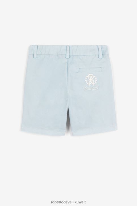 Roberto Cavalli أولاد ازرق فاتح سترة بصدر واحد مطرزة بشعار الماركة ملابس 4H40H1700