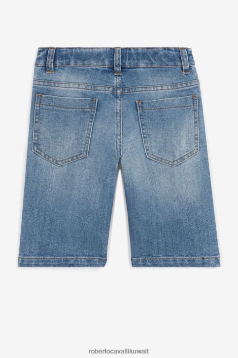 Roberto Cavalli أولاد الأخضر العسكري بنطال رياضي بطبعة شعار الماركة ملابس 4H40H1705