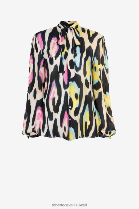 Roberto Cavalli نحيف رشيقة توب بطبعة جاكوار ملابس 4H40H171