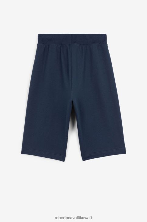 Roberto Cavalli أولاد أزرق بنطال رياضي قطن بطبعة ديناصور وشعار الماركة ملابس 4H40H1714