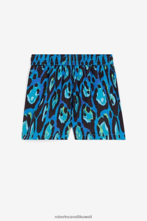 Roberto Cavalli أولاد الأزرق الداكن آر سي شورت مطرز مونوغرام ملابس 4H40H1715