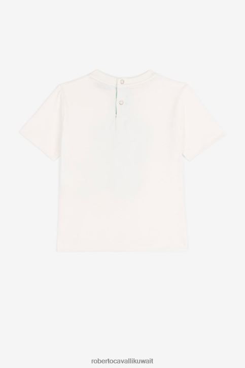 Roberto Cavalli أولاد ازرق فاتح هودي بطبعة مونوغرام وسحاب أمامي ملابس 4H40H1725