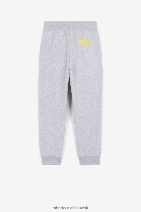 Roberto Cavalli أولاد مزيج رمادي غامق هودي بطبعة سمكة قرش وشعار منقوش ملابس 4H40H1728