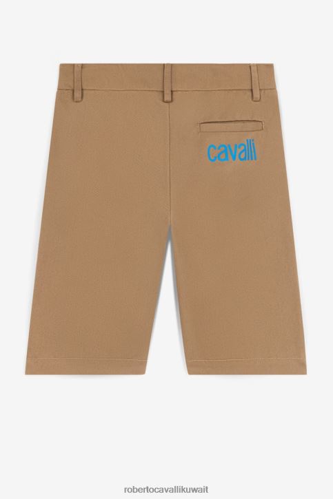 Roberto Cavalli أولاد الأخضر العسكري تيشيرت بأكمام قصيرة وطبعة شعار ملابس 4H40H1730