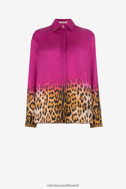 Roberto Cavalli نحيف موضة قميص بطبعة جاكوار ملابس 4H40H174