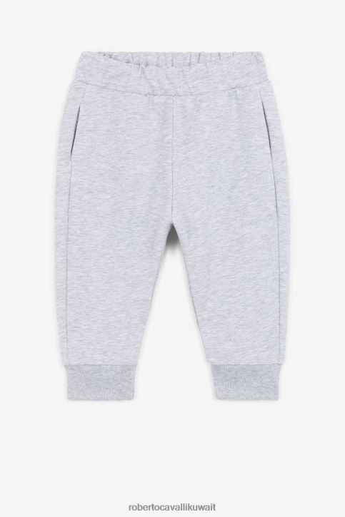 Roberto Cavalli أولاد مزيج رمادي غامق بنطال رياضي من القطن بتطريز مونوغرام ملابس 4H40H1747
