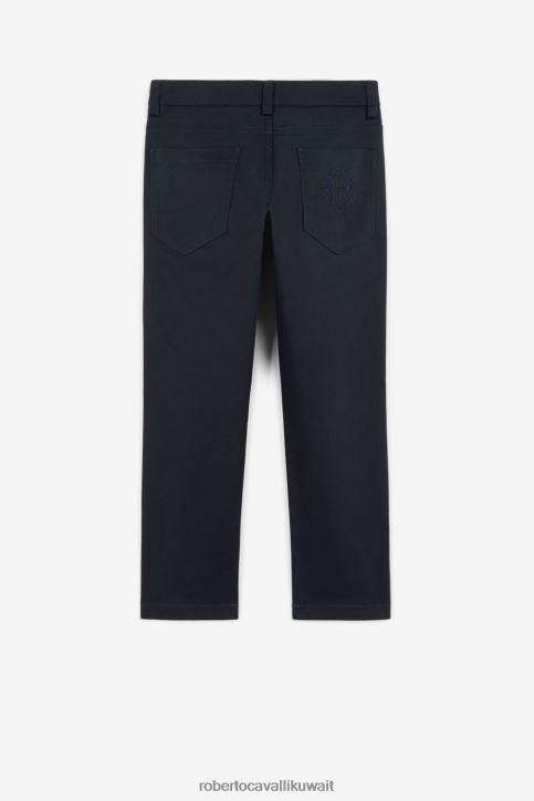 Roberto Cavalli أولاد أزرق تيشيرت بطبعة ديناصور وشعار الماركة ملابس 4H40H1754