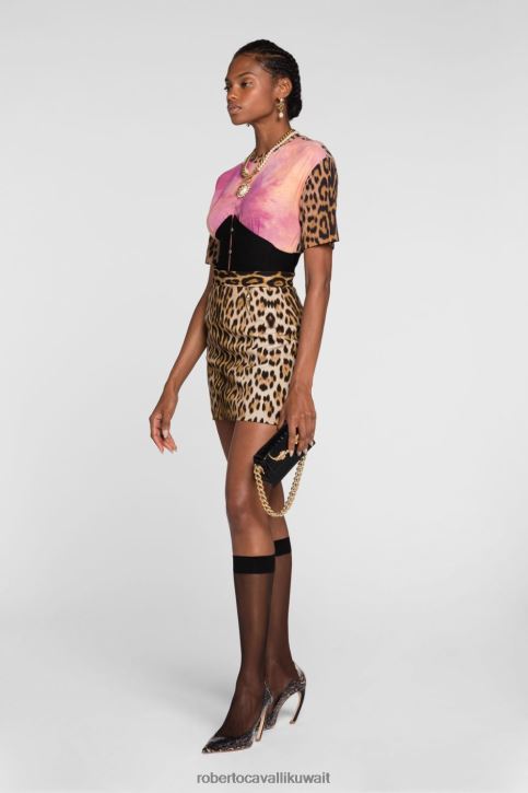 Roberto Cavalli نحيف موضة تيشيرت من القطن بطبعة مورينا ملابس 4H40H189