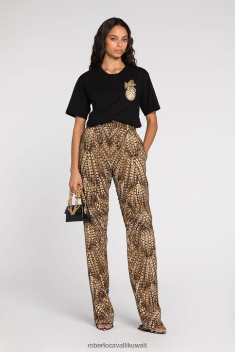 Roberto Cavalli نحيف موضة تي شيرت بطبعة الفهد ملابس 4H40H194