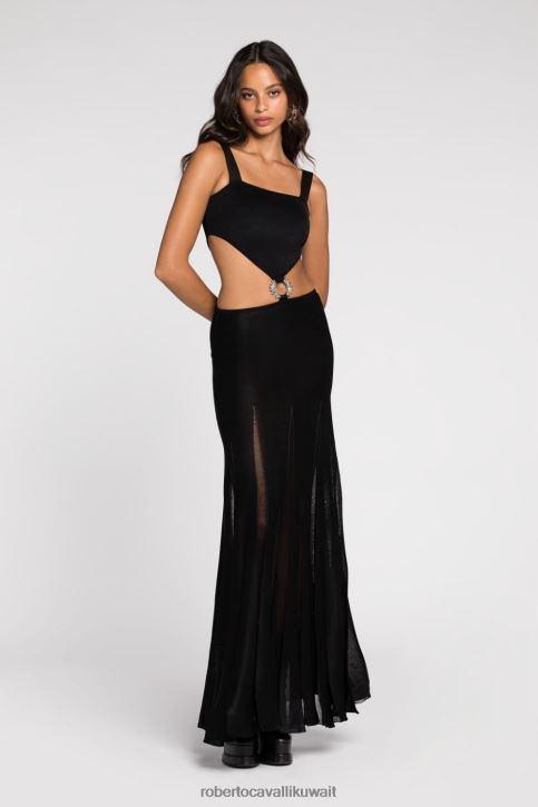 Roberto Cavalli نحيف موضة فستان بفتحات وطبعة الحرية ملابس 4H40H1