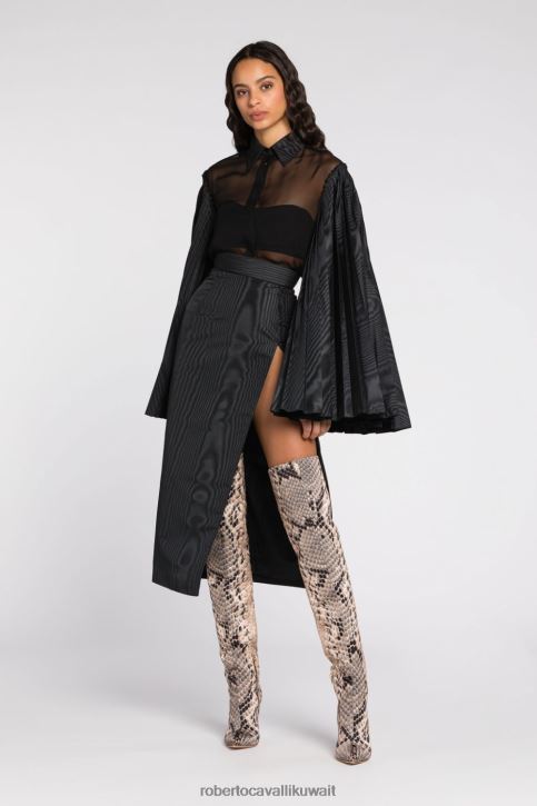 Roberto Cavalli نحيف موضة توب قصير بطبعة جلد الفهد ملابس 4H40H201