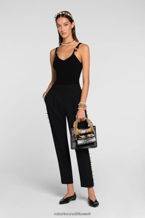 Roberto Cavalli نحيف أنيق سترة علوية بأكمام ثنية وطبعات مختلطة ملابس 4H40H206