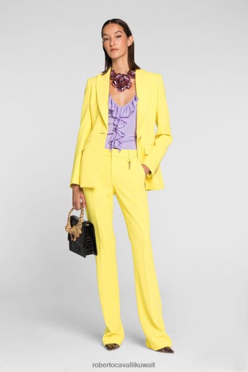 Roberto Cavalli نحيف أنيق بلوزة مضلعة على شكل أسنان النمر ملابس 4H40H207