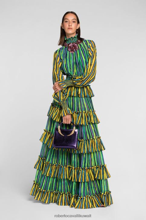 Roberto Cavalli نحيف أنيق سترة علوية بكشكشة ملابس 4H40H208