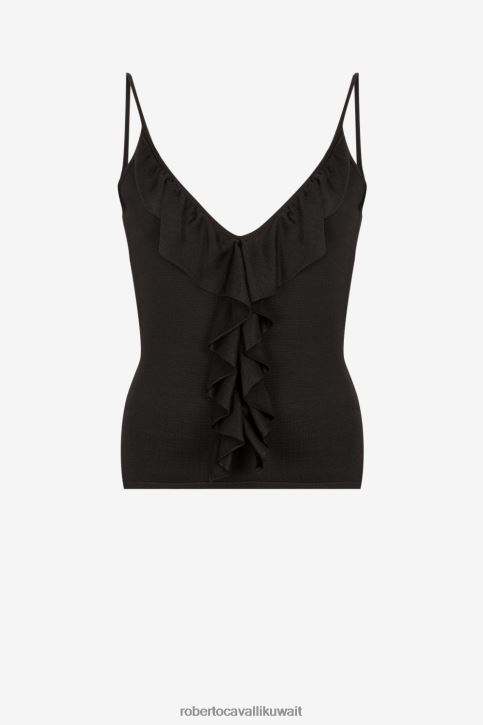 Roberto Cavalli نحيف موضة سترة علوية بكشكشة ملابس 4H40H213