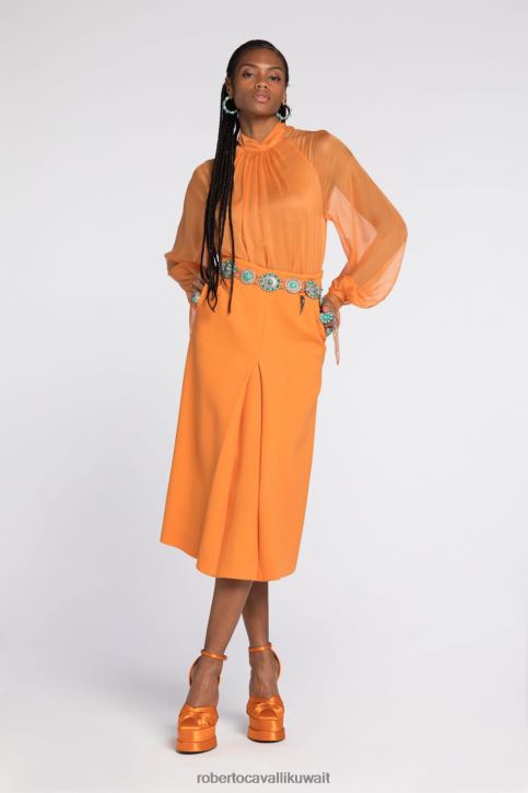 Roberto Cavalli نحيف رشيقة توب قصير مزين بكشكشة وطبعات جاكوار ملابس 4H40H219