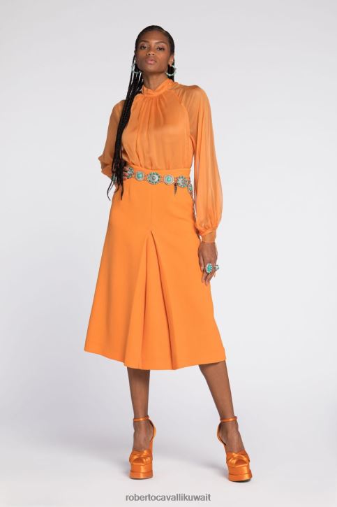 Roberto Cavalli نحيف متعدد الألوان تنورة قصيرة بطيات بطبعة جلد الفهد ملابس 4H40H225