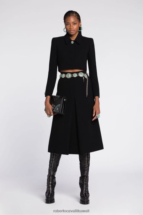 Roberto Cavalli نحيف بني تنورة ماكسي مضلعة بفتحات ملابس 4H40H227