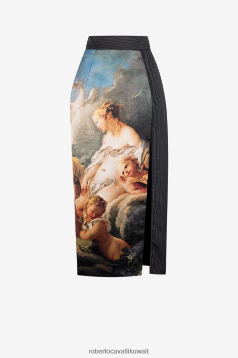 Roberto Cavalli نحيف متعدد الألوان تنورة قلم رصاص بطبعة طلاء ملابس 4H40H229