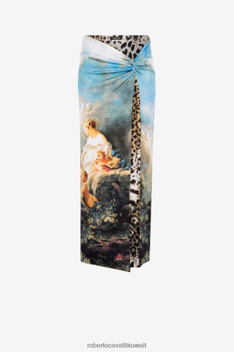 Roberto Cavalli نحيف متعدد الألوان تنورة بطبعة طلاء ملابس 4H40H230