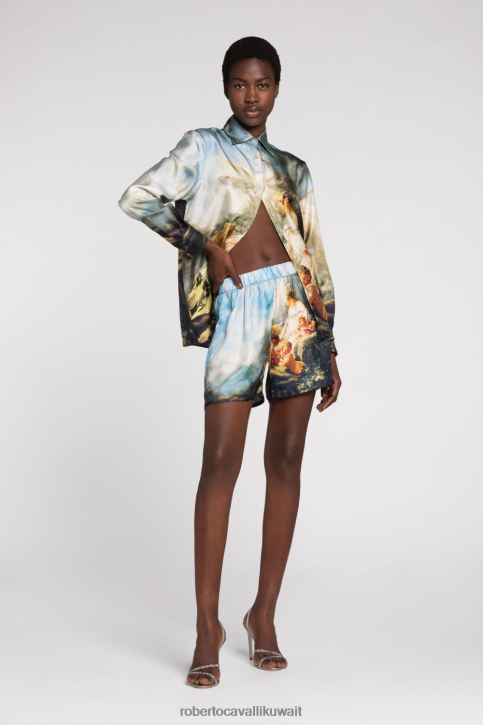 Roberto Cavalli نحيف متعدد الألوان تنورة بطبعة طلاء ملابس 4H40H230