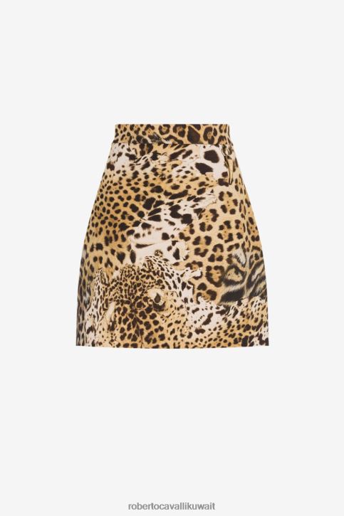 Roberto Cavalli نحيف حار تنورة قصيرة بطبعة النمر ملابس 4H40H232