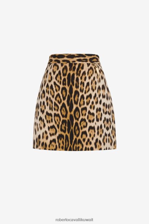 Roberto Cavalli نحيف أنيق تنورة صغيرة بطباعة الفهد ملابس 4H40H233