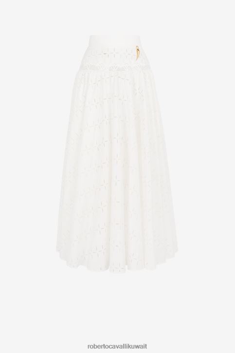 Roberto Cavalli نحيف سنو وايت تنورة من القطن مطرزة بالانجليزية ملابس 4H40H235
