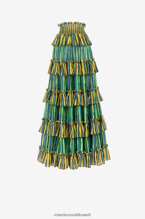 Roberto Cavalli نحيف رشيقة تنورة ماكسي مخططة بخصر عالي ملابس 4H40H240