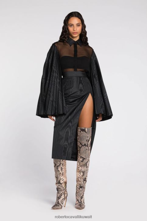 Roberto Cavalli نحيف رشيقة تنورة منسوجة بتفاصيل أسنان النمر ملابس 4H40H242