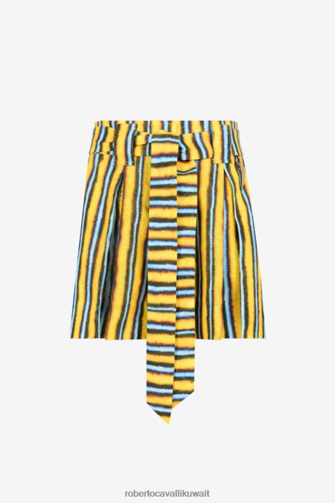 Roberto Cavalli نحيف حار شورت من الكتان بطبعات مخططة غريبة ملابس 4H40H249