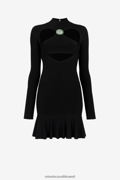 Roberto Cavalli نحيف أسود فستان ميني واسع بفتحات ملابس 4H40H25