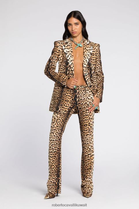 Roberto Cavalli نحيف موضة بنطال بوت كات بخصر عالي ملابس 4H40H254