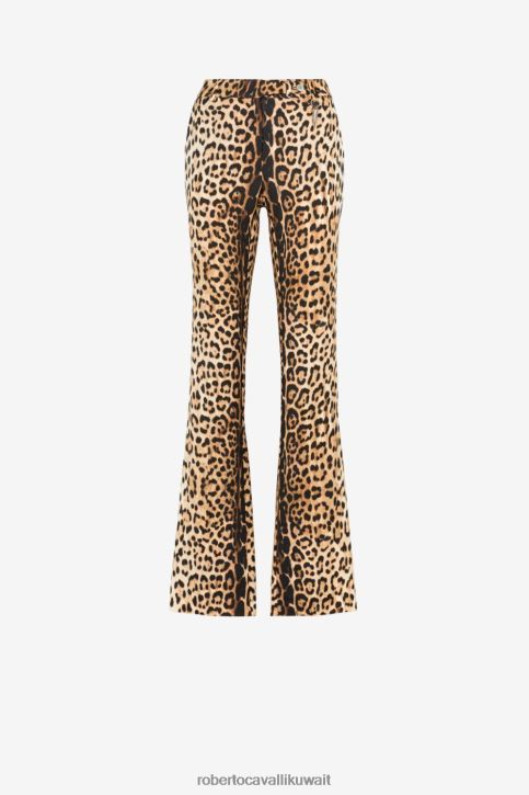 Roberto Cavalli نحيف طبيعي بنطال واسع بطبعة جلد الفهد ملابس 4H40H255