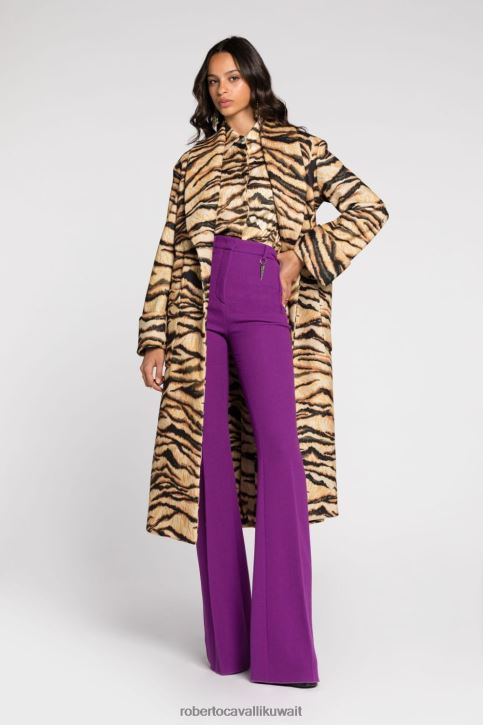 Roberto Cavalli نحيف طبيعي بنطال واسع بطبعة جلد الفهد ملابس 4H40H255