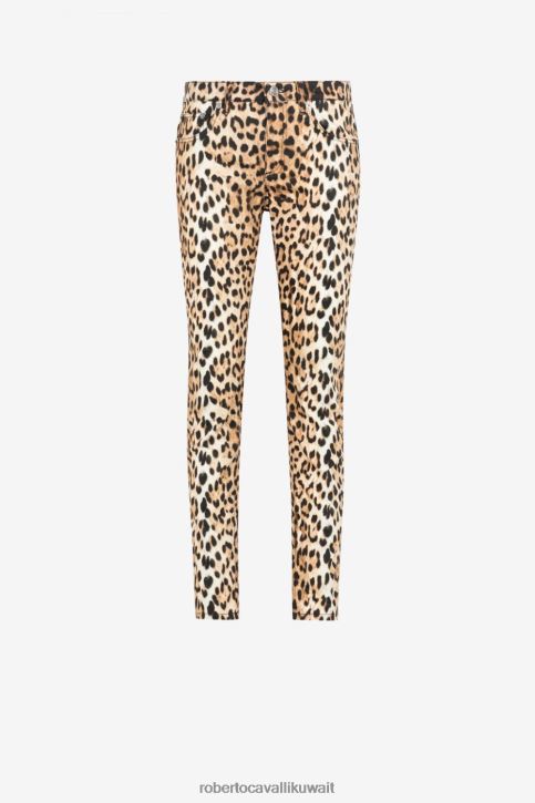 Roberto Cavalli نحيف طبيعي جينز ضيق بطبعة الفهد ملابس 4H40H262
