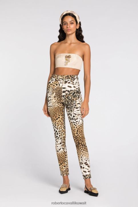 Roberto Cavalli نحيف طبيعي جينز ضيق بطبعة الفهد ملابس 4H40H262