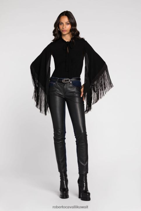 Roberto Cavalli نحيف أنيق جينز واسع متوسط ​​الارتفاع ملابس 4H40H268