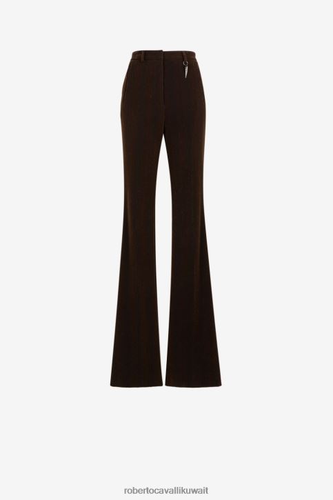 Roberto Cavalli نحيف بني بنطال واسع بأسنان النمر ملابس 4H40H270