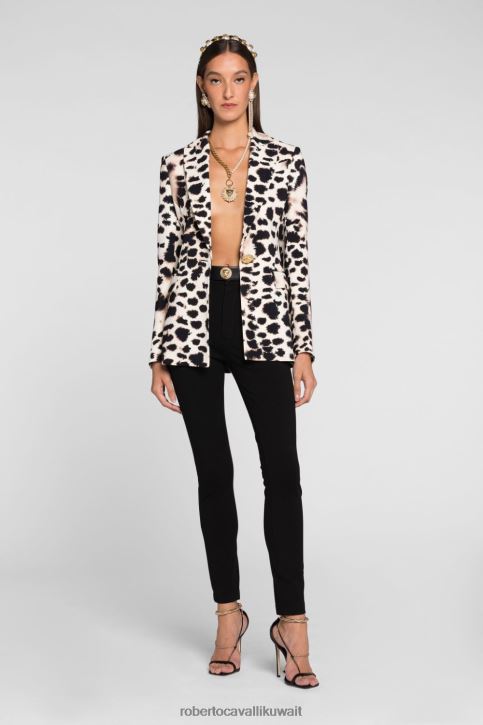Roberto Cavalli نحيف بني بنطال واسع بأسنان النمر ملابس 4H40H270
